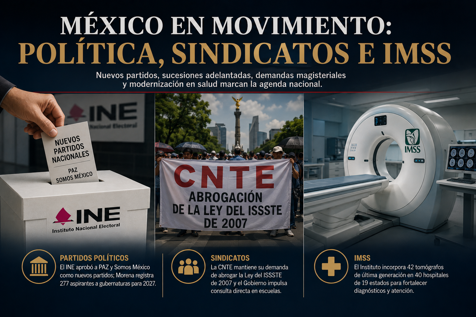 La disputa por el poder ya comenzó: Morena ordena su sucesión, la CNTE mantiene presión y el IMSS acelera su transformación